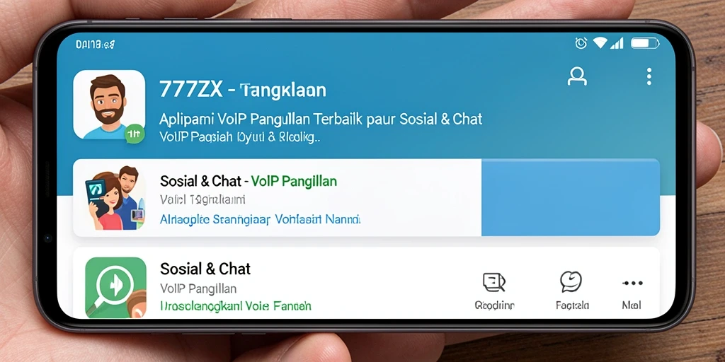 Tampilan antarmuka utama aplikasi VoIP Panggilan 777ZX.