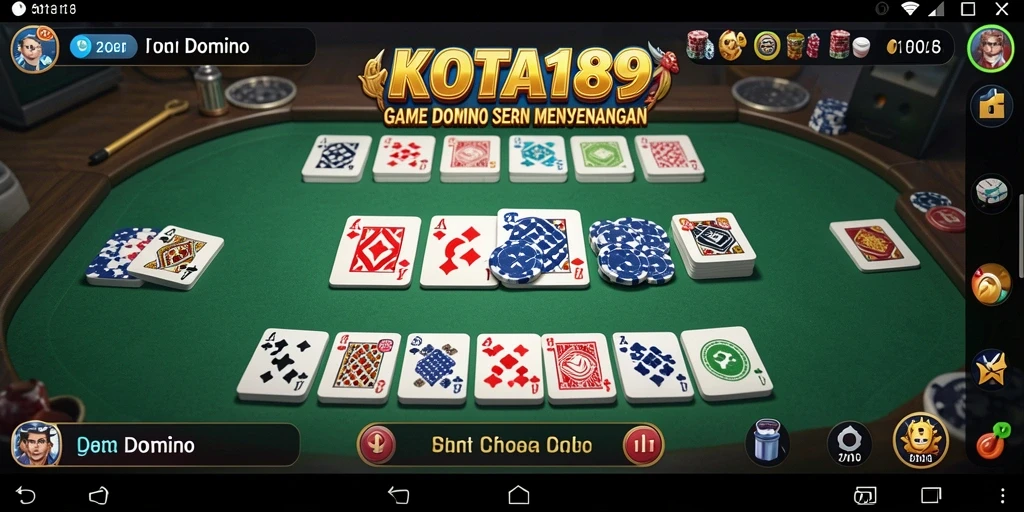 Screenshot antarmuka utama KOTA189 dengan tampilan game Domino yang menarik.