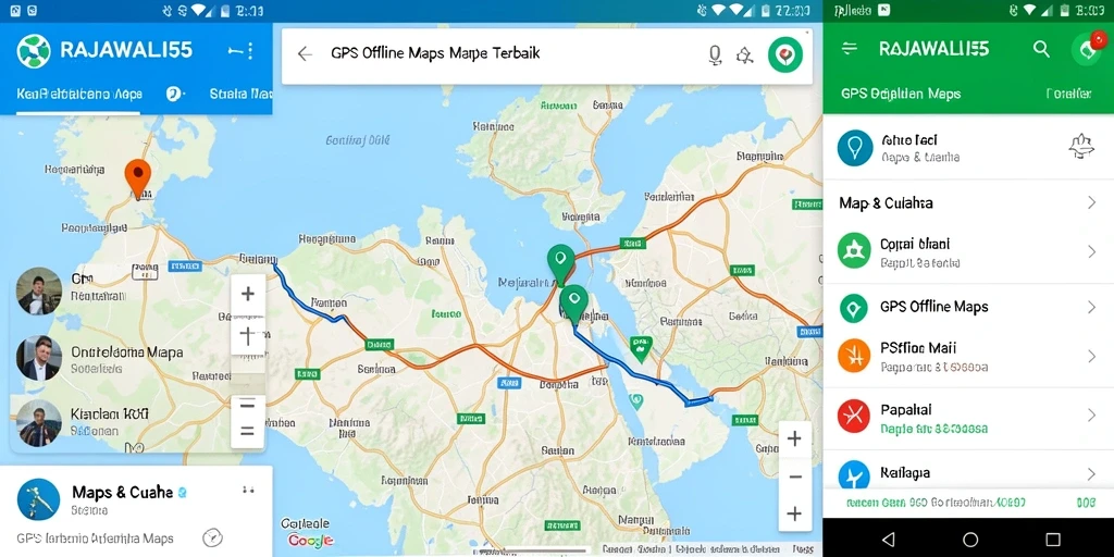 Antarmuka RAJAWALI55 yang sederhana dan informatif untuk GPS Offline Maps.