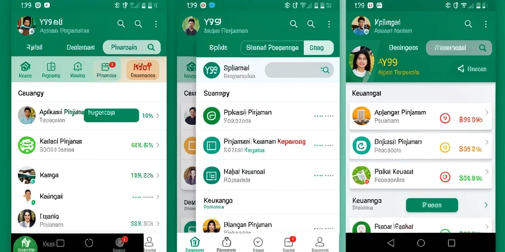 Antarmuka aplikasi Y89 yang sederhana dan menarik untuk pinjaman.